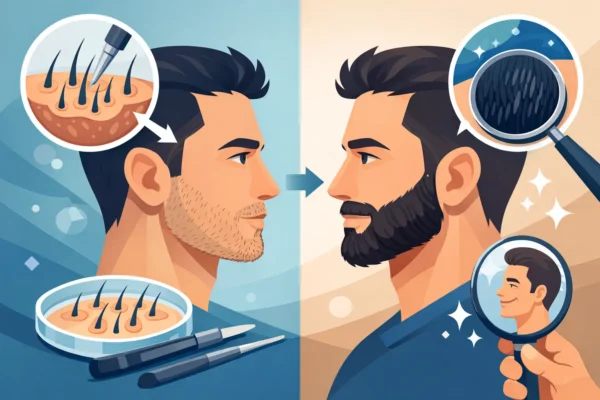 Exemple de greffe barbe avant après, résultats