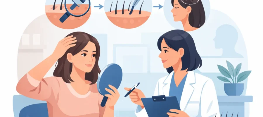 Guide consultation greffe cheveux femme