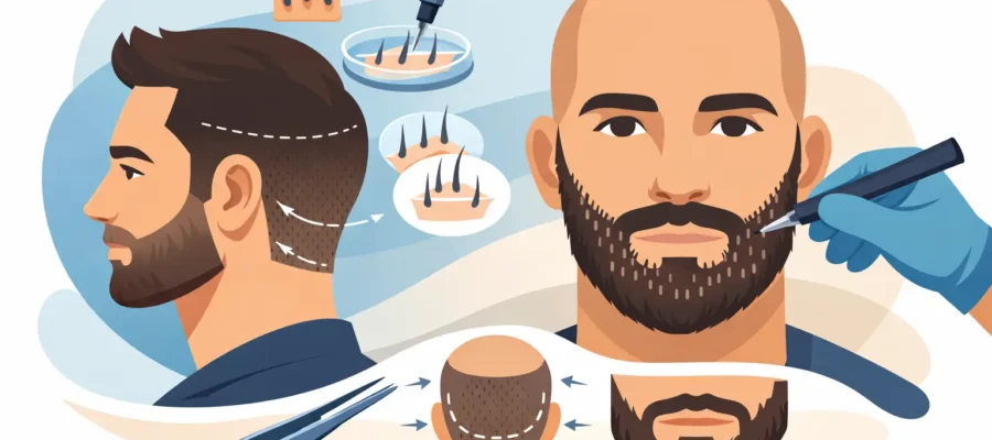 Guide de la zone donneuse pour greffe de barbe