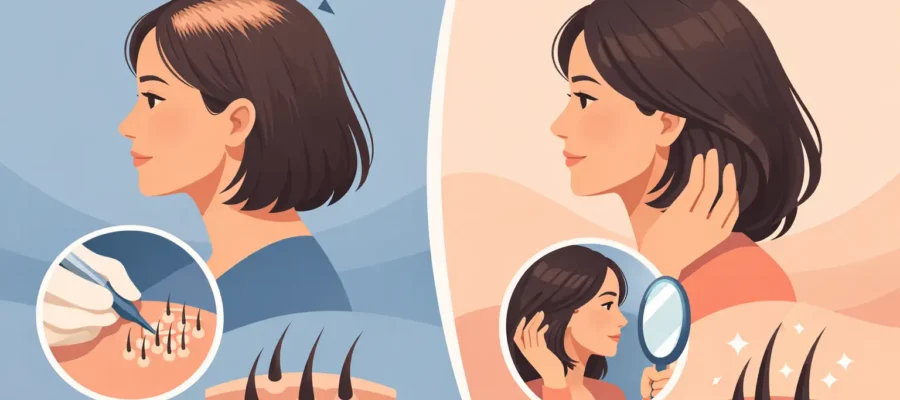 Avant après greffe diffuse femme, quels résultats ?